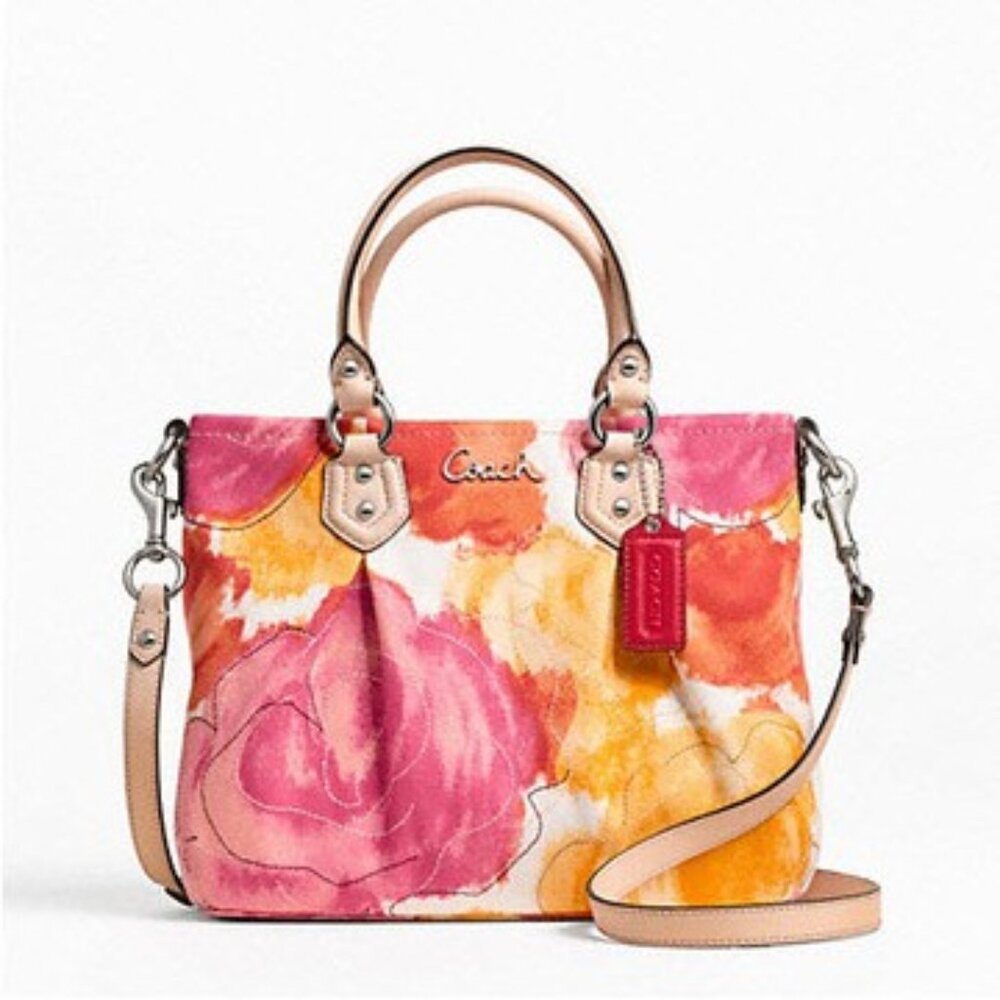 Like New Rare Coach Ashley Floral Shoulder Bag Handbag Purse